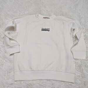 Solid White Unisex Sweatshirt Casual Crew Neck Loopknit Long sleeve Size:6 NWOT